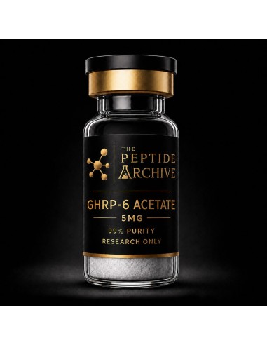 GHRP-6 Acetate research peptide vial supplied by The Peptide Archive