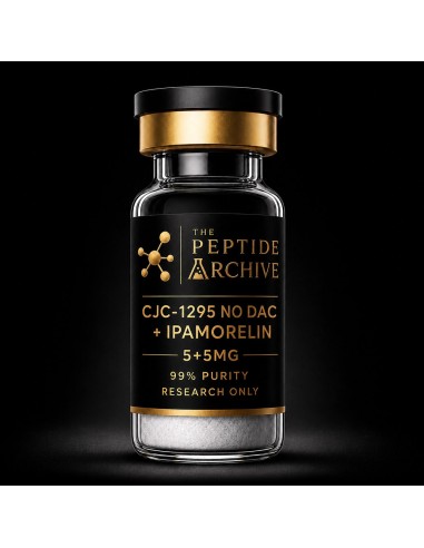 CJC-1295 No DAC + Ipamorelin research peptide vial supplied by The Peptide Archive