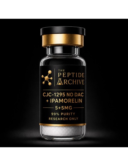 CJC-1295 No DAC + Ipamorelin research peptide vial supplied by The Peptide Archive