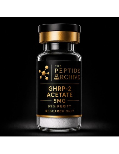 GHRP-2 Acetate growth hormone research peptide vial supplied by The Peptide Archive